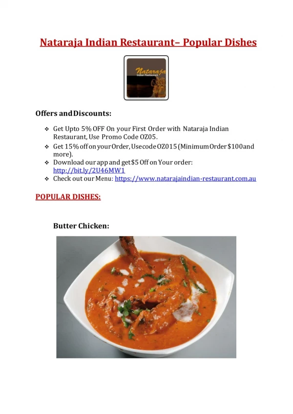Nataraja Indian Restaurant -5% off- Indian food in Red Hill