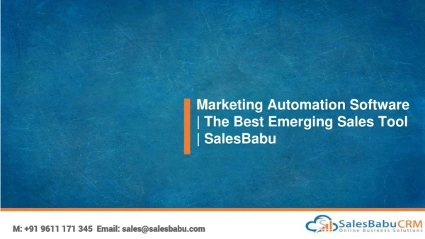 Marketing Automation Software | The Best Emerging Sales Tool | SalesBabu