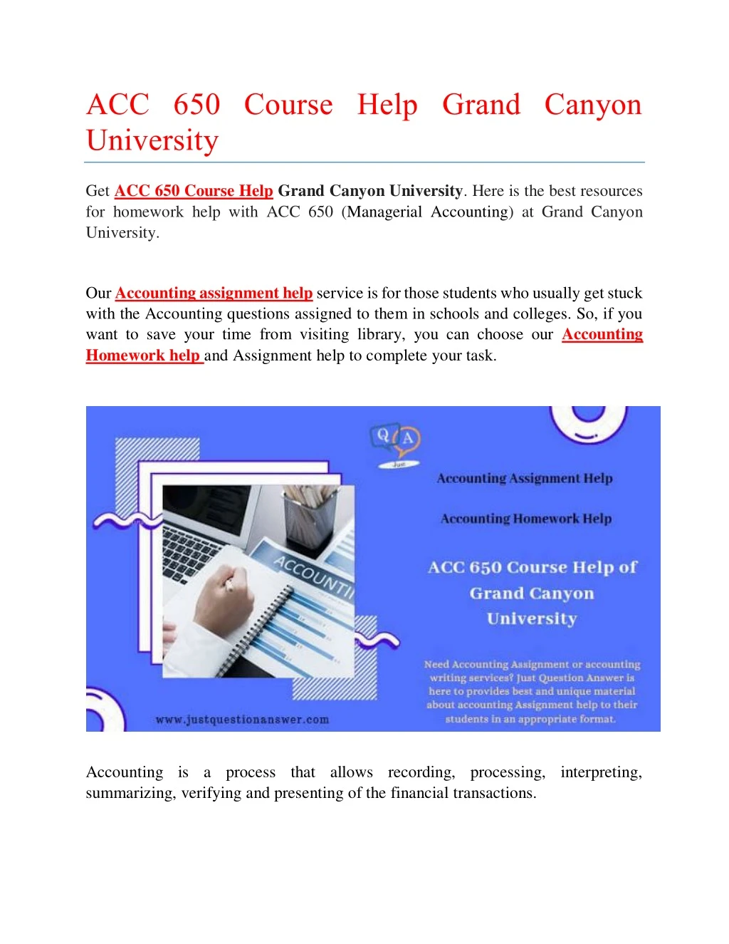 acc 650 course help grand canyon university