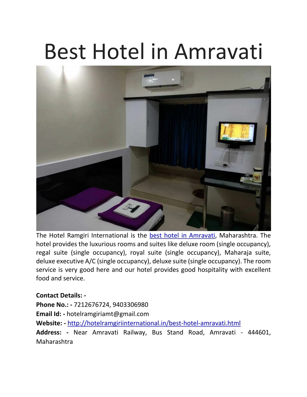 best hotel in amravati