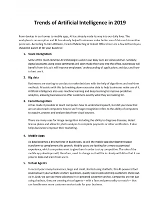 Trends of Artificial Intelligence in 2019 - slide 1