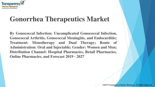 Gonorrhea Therapeutics Market Detail Analysis Focusing On Application, Types And Regional Outlook Forecast 2019 - 2027