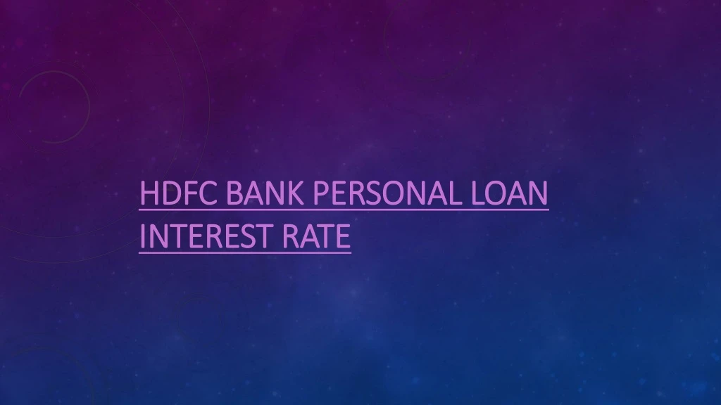 hdfc bank personal loan interest rate