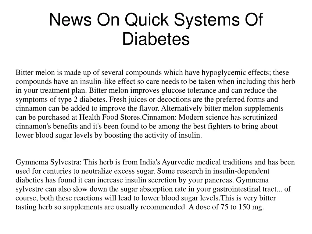 news on quick systems of diabetes