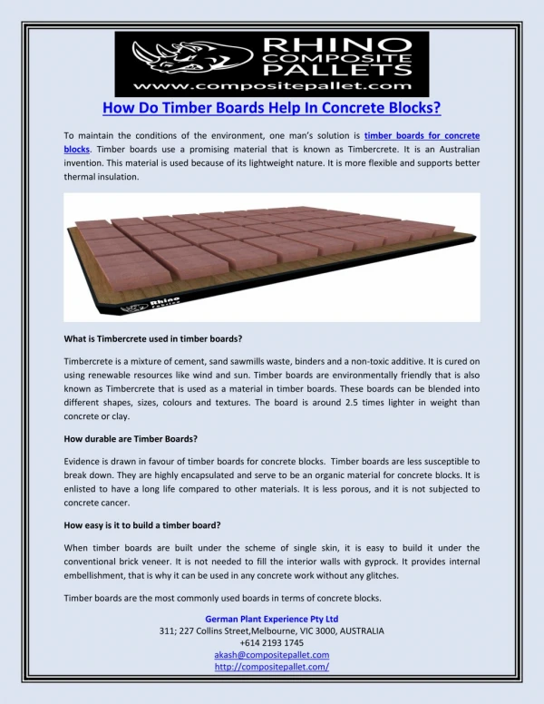 How Do Timber Boards Help In Concrete Blocks?