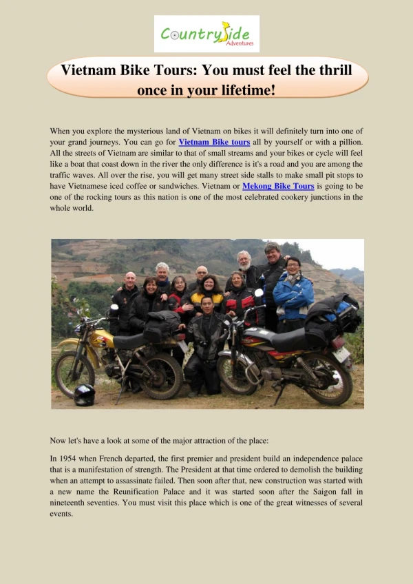 Vietnam Bike Tours: You must feel the thrill once in your lifetime!