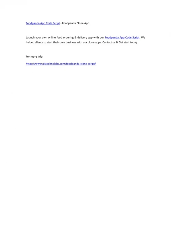Foodpanda App Code Script - Foodpanda Clone App