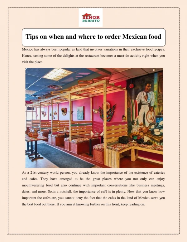 Tips on when and where to order Mexican food