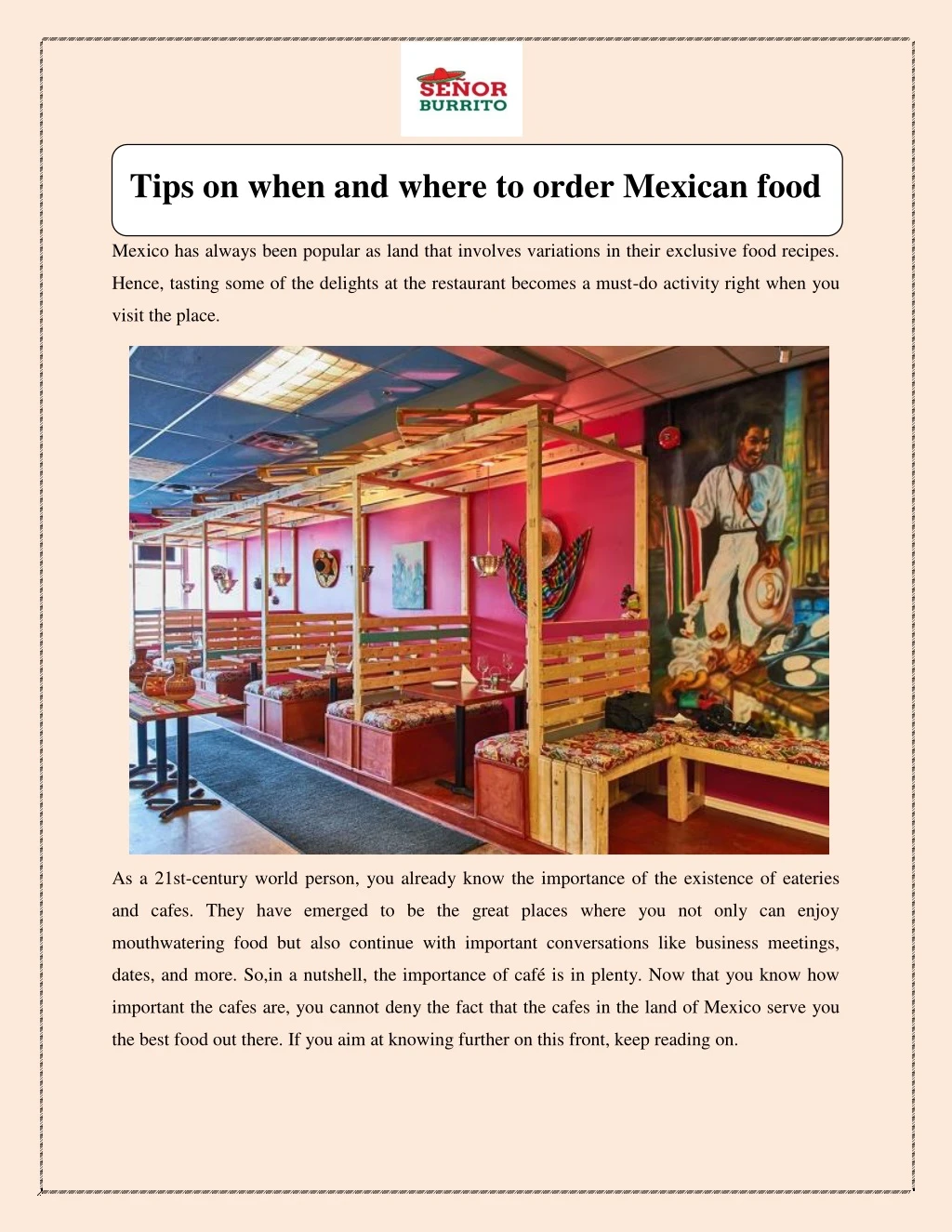 tips on when and where to order mexican food