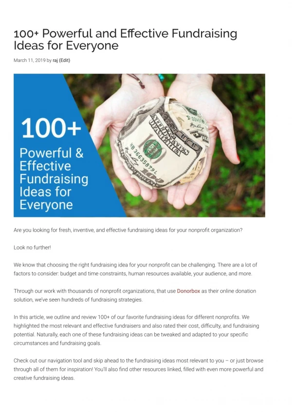 100 Powerful and Effective Fundraising Ideas for Everyone