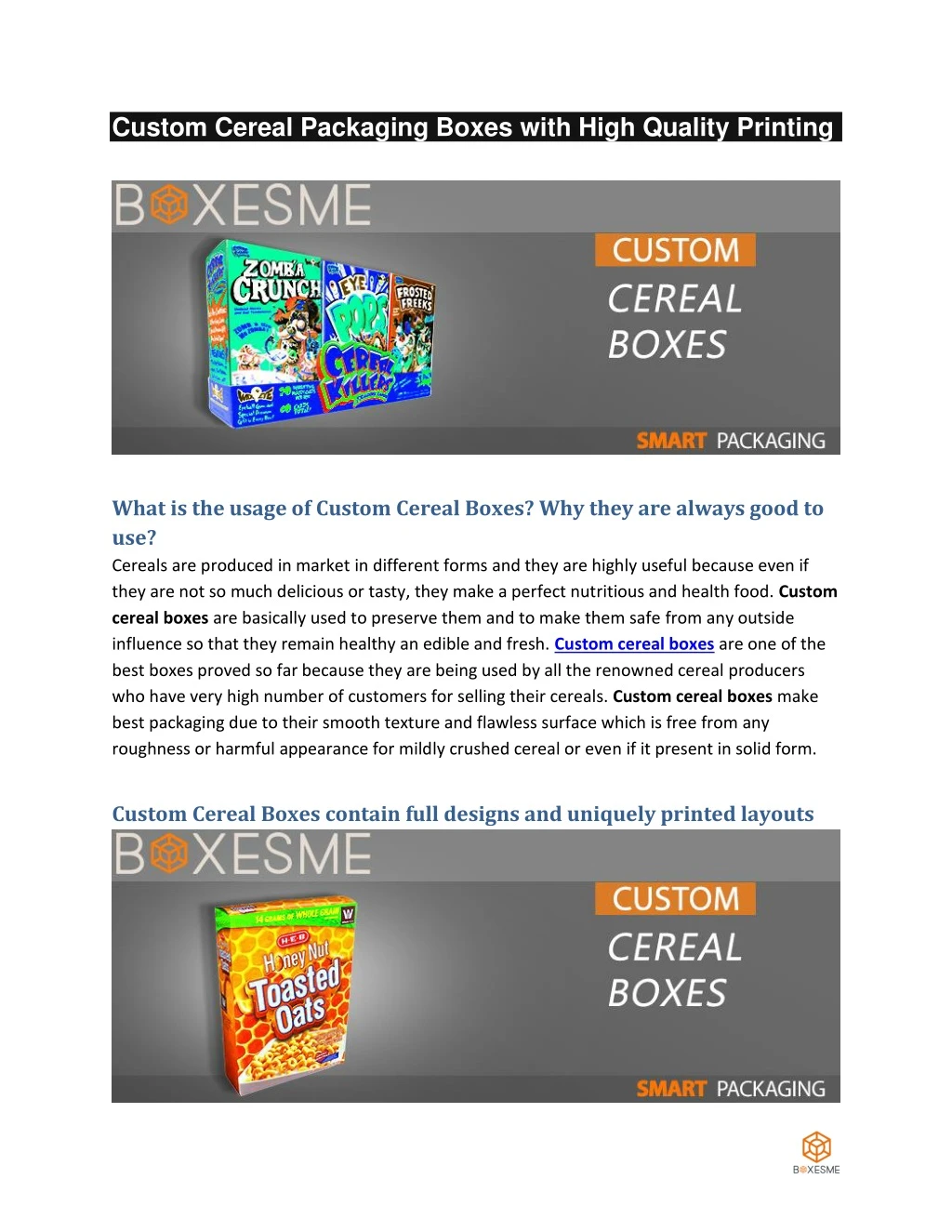 custom cereal packaging boxes with high quality