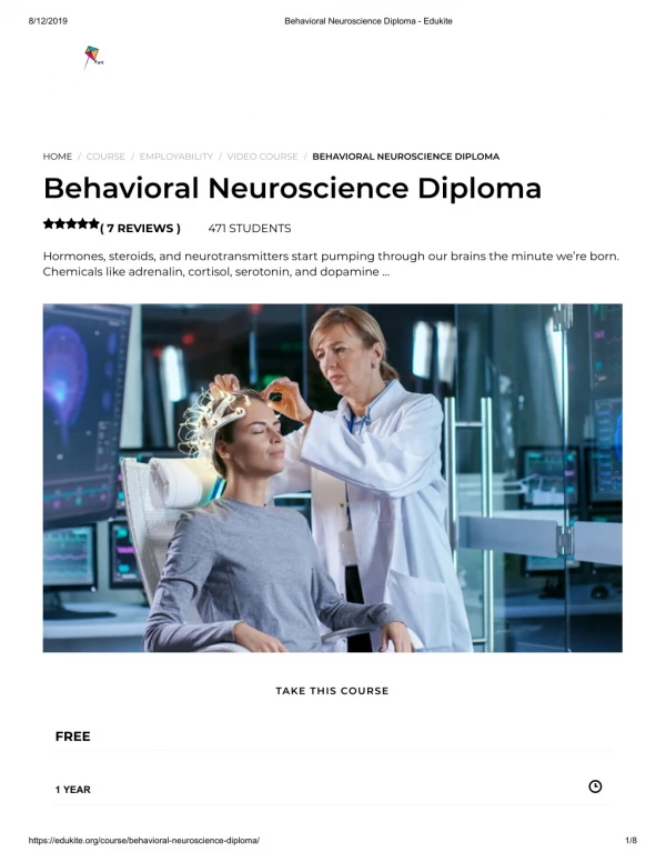 Behavioral Neuroscience Diploma - Edukite