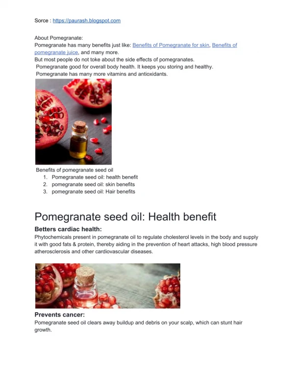 Benefits of pomegranate seed oil