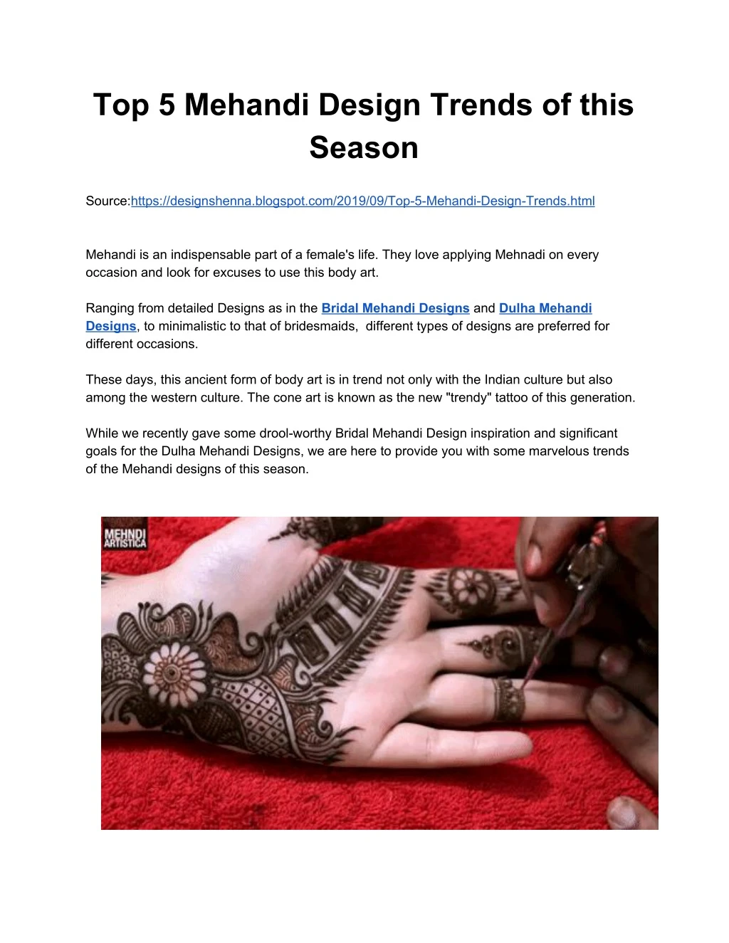 top 5 mehandi design trends of this season
