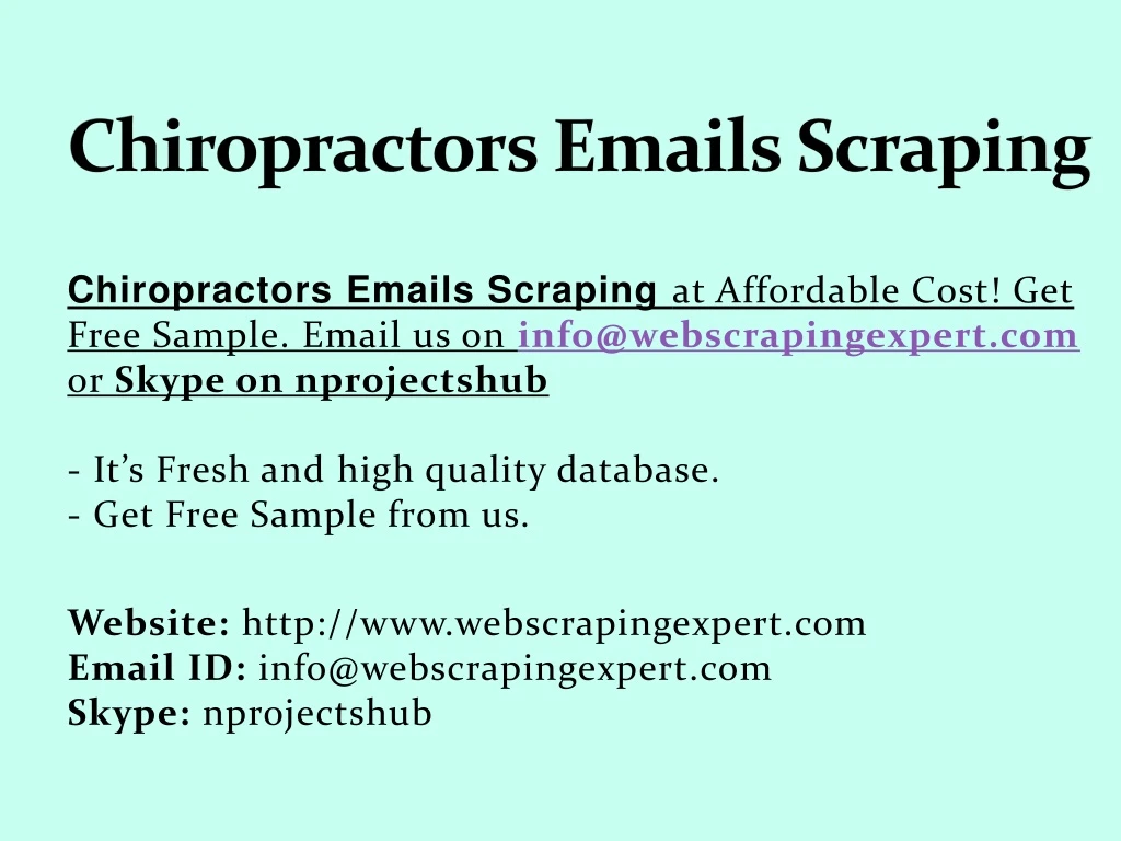 chiropractors emails scraping