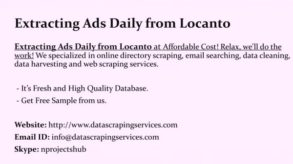 Extracting Ads Daily from Locanto