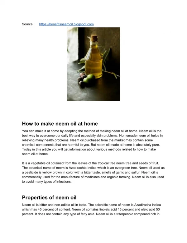 How to make neem oil