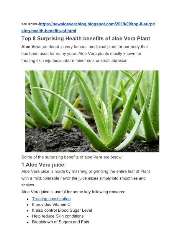 Top 8 Surprising Health benefits of Aloe Vera Plant