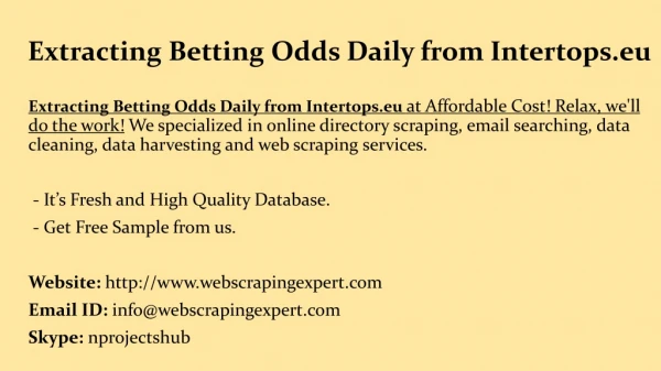 Extracting Betting Odds Daily from Intertops.eu