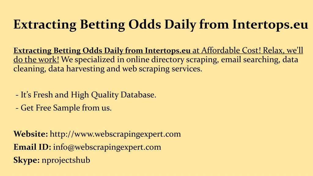 extracting betting odds daily from intertops eu
