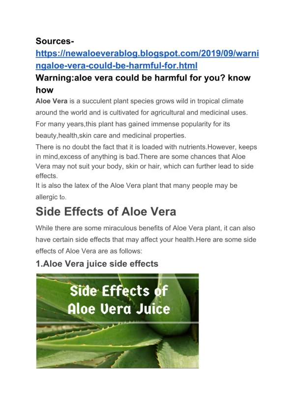 Warning:Aloe Vera could be Harmful for you?Know how
