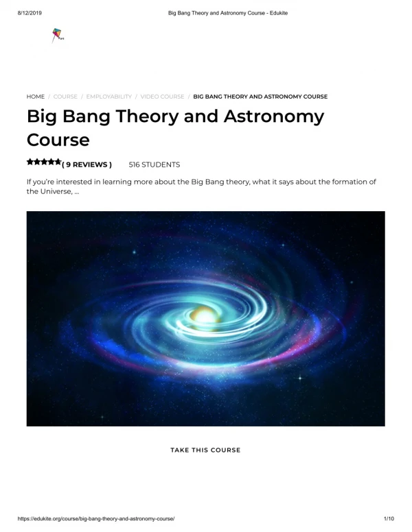 Big Bang Theory and Astronomy Course - Edukite