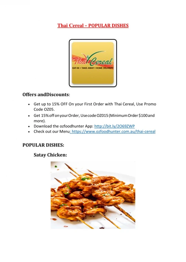 25% Off -Thai Cereal-Rose Bay - Order Food Online