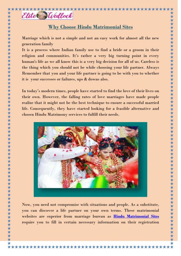 Why Choose Hindu Matrimonial Sites