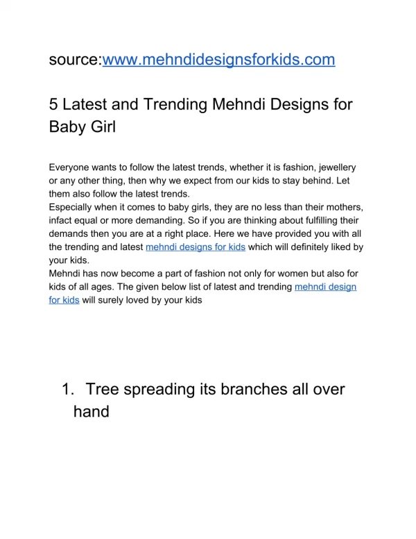 5 Latest and Trending Mehndi Designs for Baby Girl