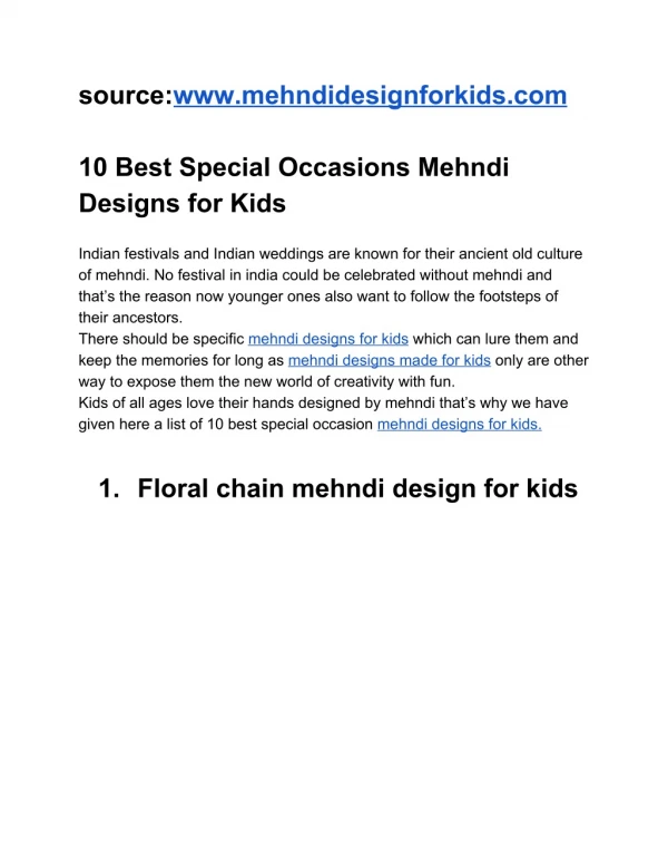 10 Best Special Occasions Mehndi Designs for Kids