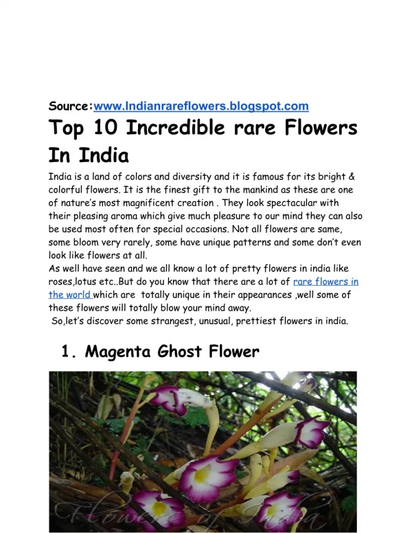 Top 10 incredible rare flowers in india