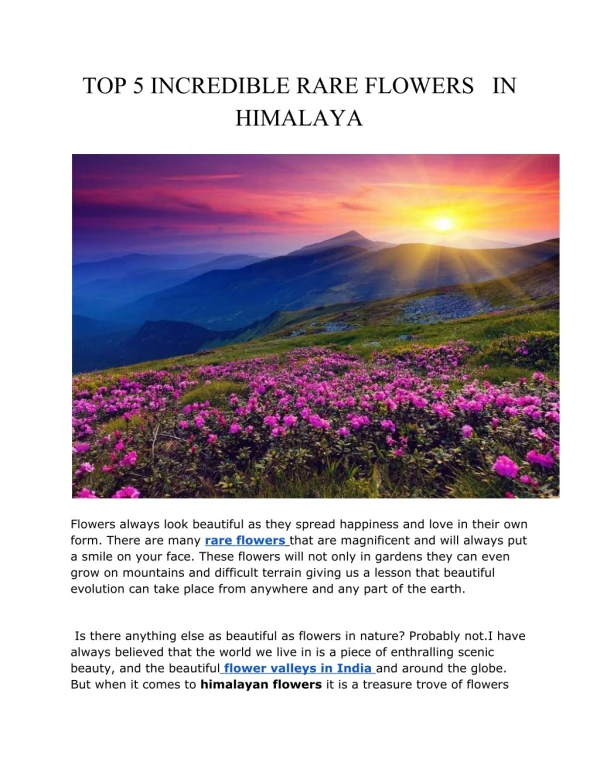 Top 5 Incredible Rare Flowers of Himalaya