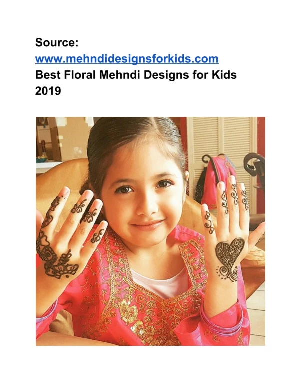 Best Floral Mehndi Designs for Kids 2019