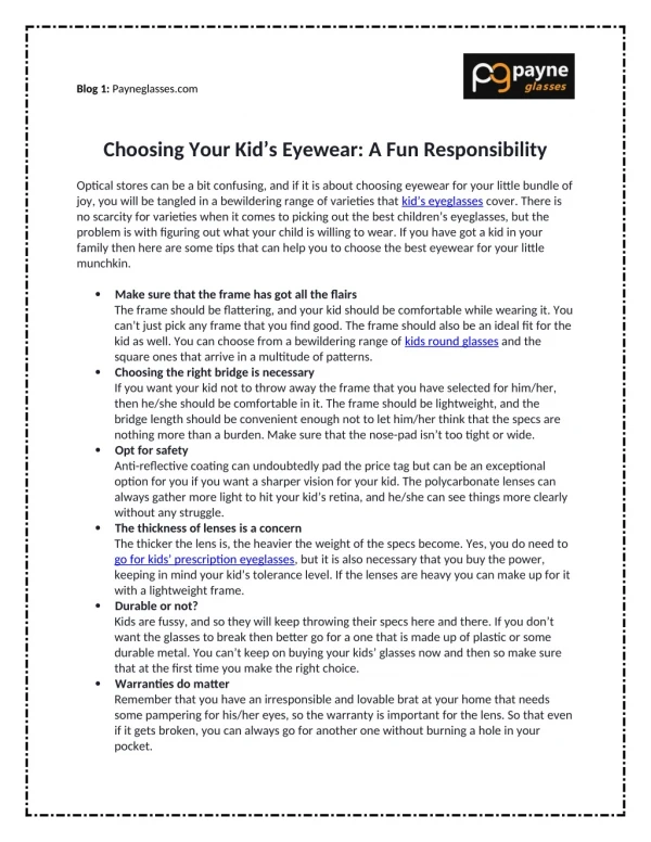 Choosing Your Kid’s Eyewear: A Fun Responsibility