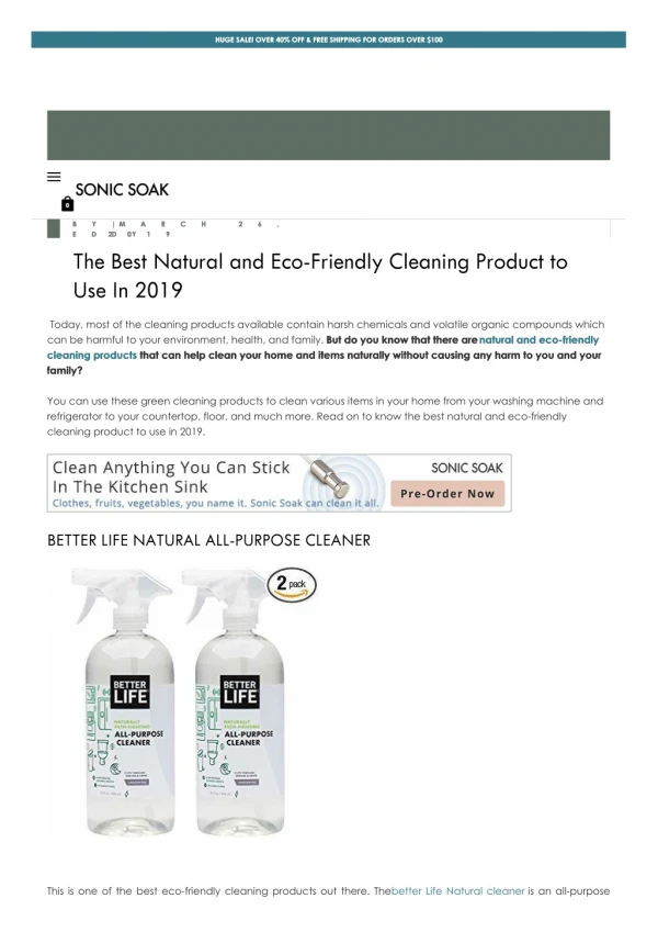 The Best Natural and Eco-Friendly Cleaning Product to Use In 2019
