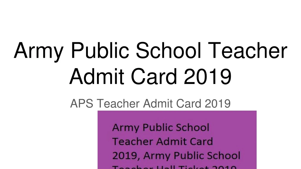 army public school teacher admit card 2019