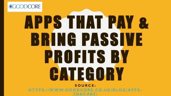 Apps That Pay & Bring Passive Profits by Category