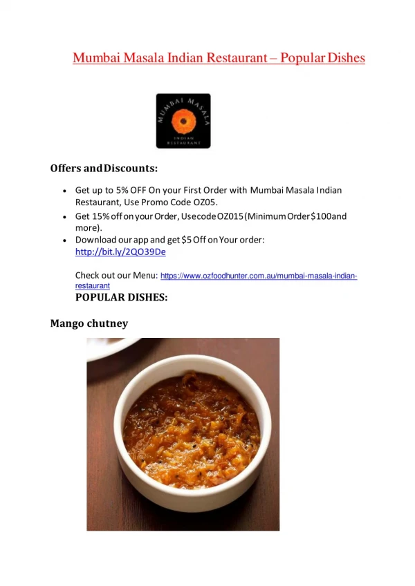 15% Off - Mumbai Masala Indian Restaurant-Ballina - Order Food Online