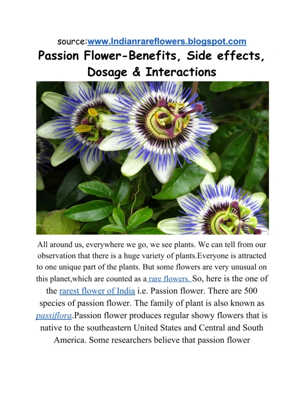 Passion flower-Benefits, side effects, Dosage & Interactions