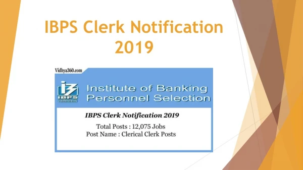 IBPS Clerk Notification 2019, CWE Clerk 9 Exam Date, 12,075 Clerk Jobs