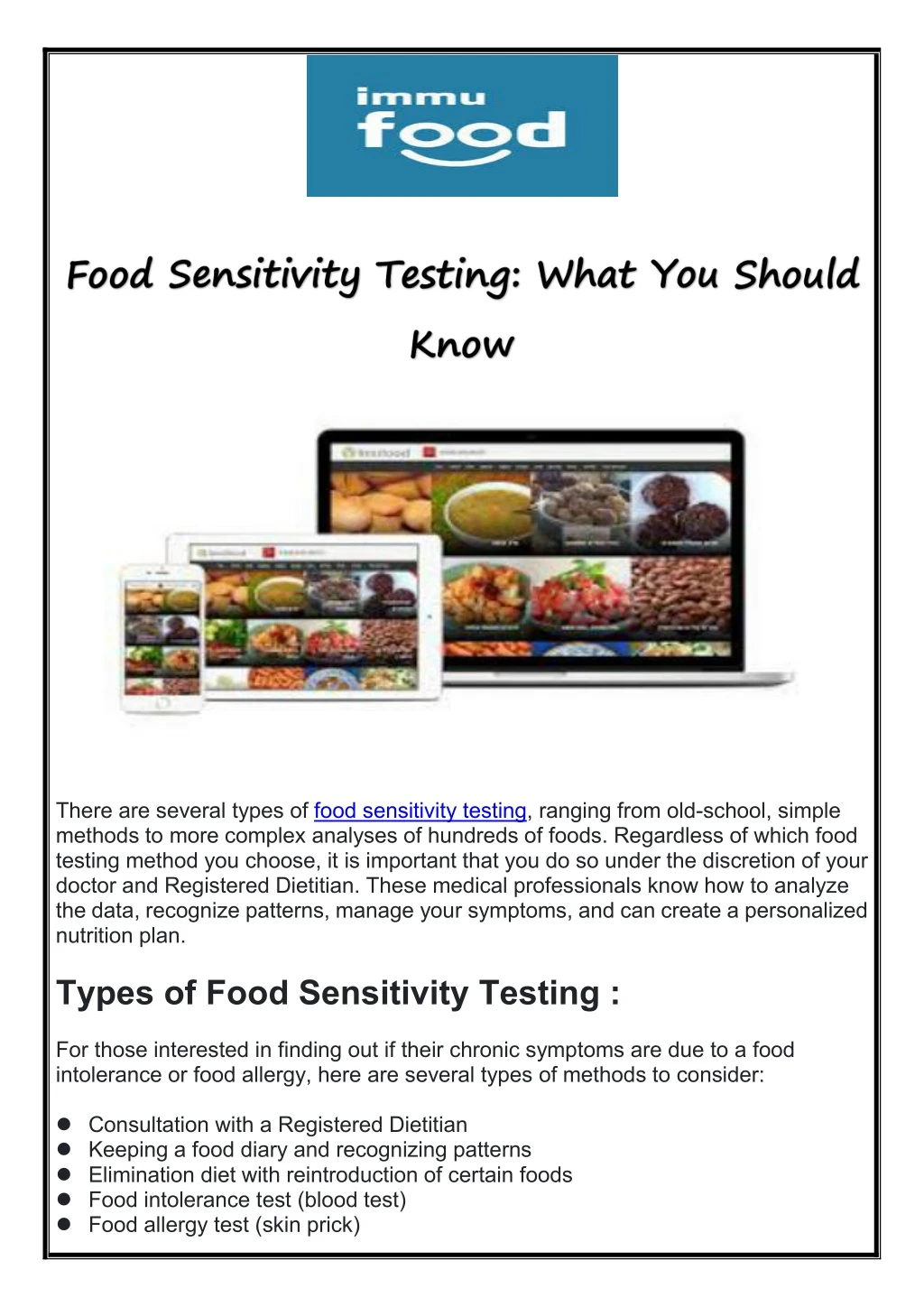 there are several types of food sensitivity