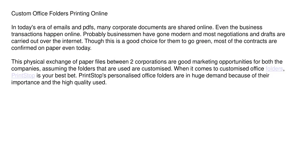 custom office folders printing online in today