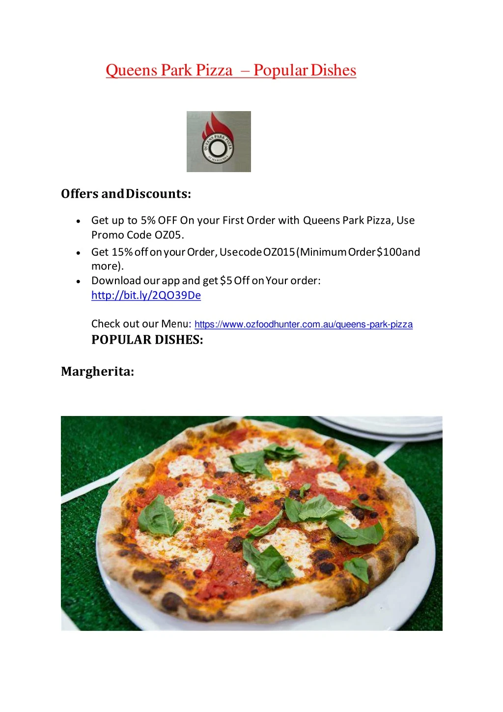 queens park pizza popular dishes