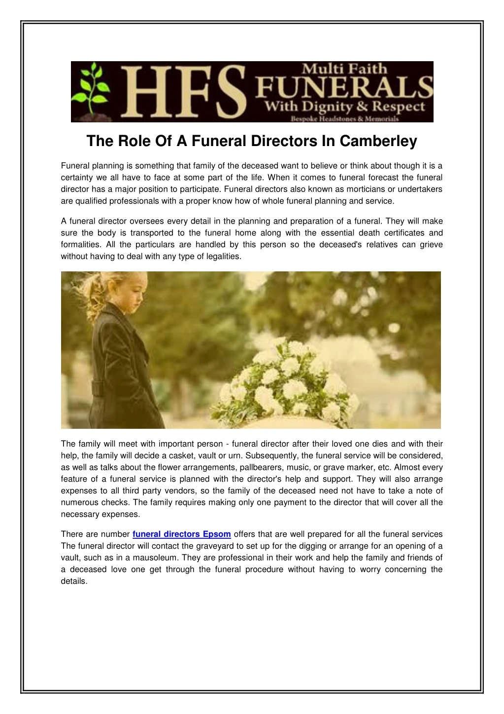 the role of a funeral directors in camberley