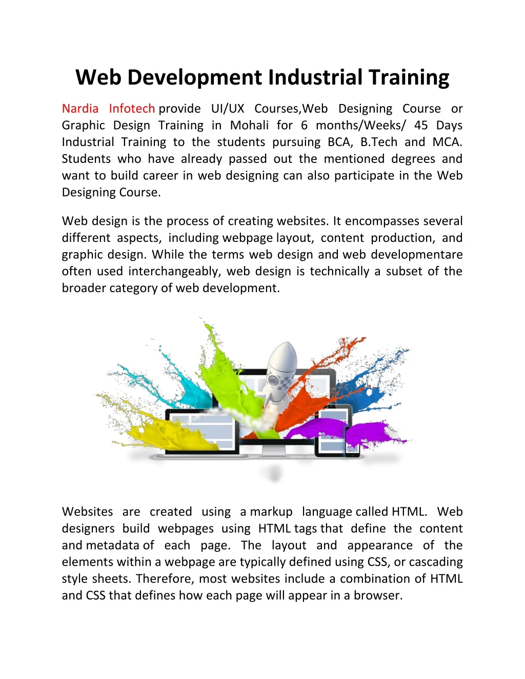 web development industrial training
