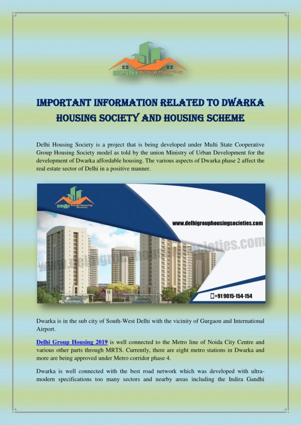 Important Information Related to Dwarka Housing Society and Housing Scheme