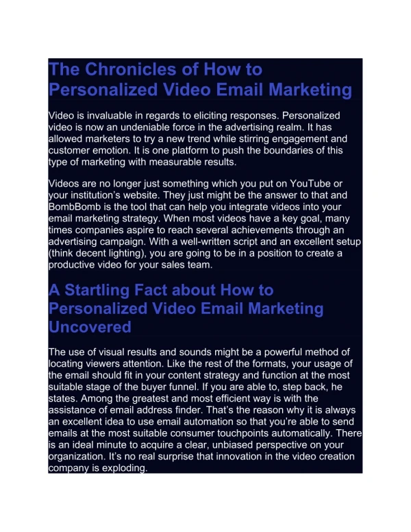 The Honest To Goodness Truth On How To Personalized Video Email Market
