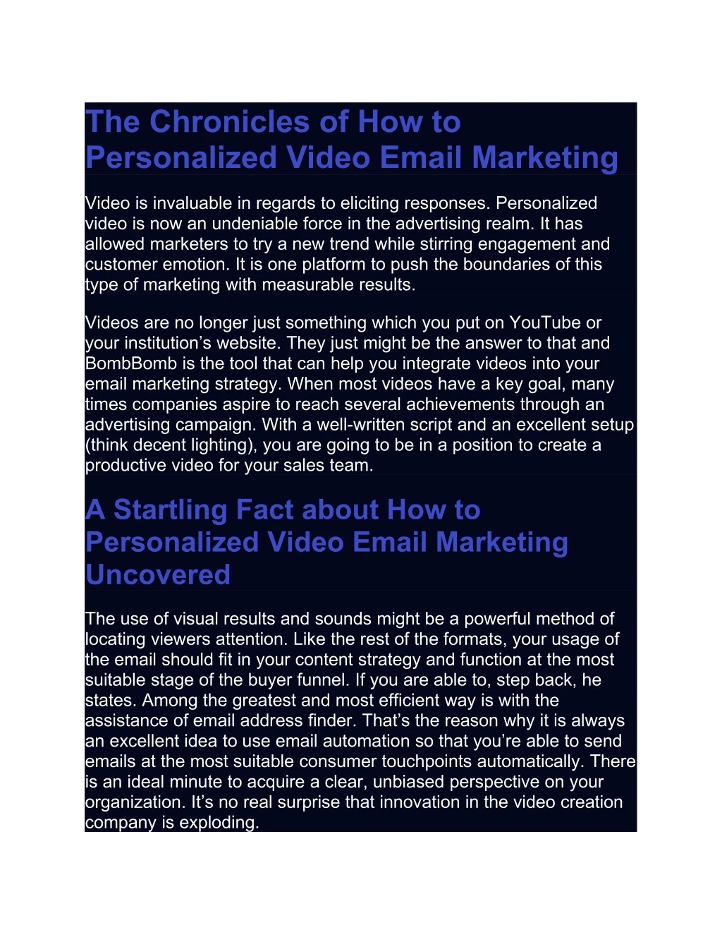 the chronicles of how to personalized video email