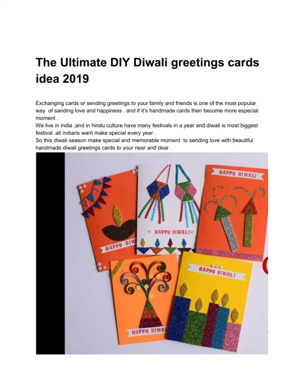 Best Diy Handmade Diwali Card with unique and easy ideas -2019