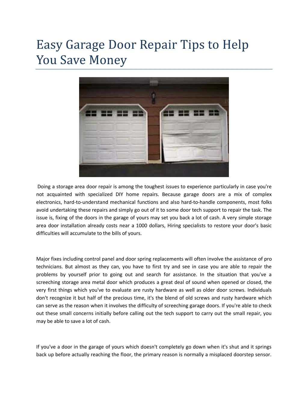 easy garage door repair tips to help you save